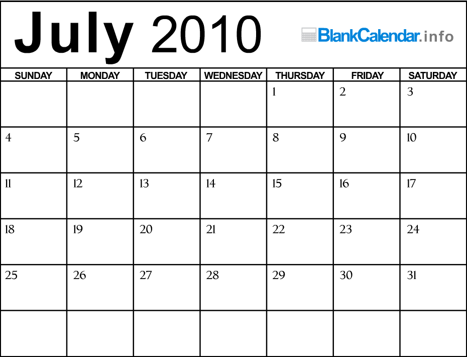 july calendar 2010. 30th July 2010 at 8:00pm.